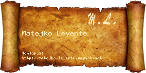 Matejko Levente névjegykártya